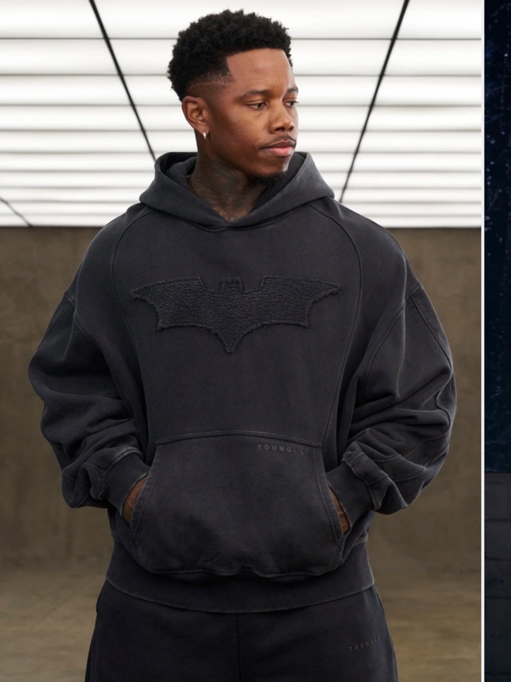YoungLA Black Bat Logo Hoodie - Men's